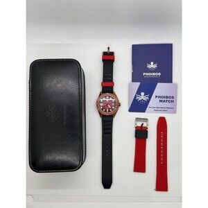 PHOIBOS Argo Automatic Diver Watch 200M Spiral Sunray Red Steel Bracelet PY052D